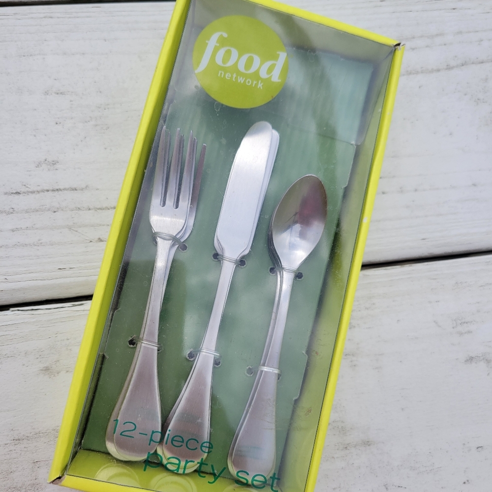 Food Network Silver Flatware Set for Entertaining ~ Cocktail Demitasse NWT 12 pc